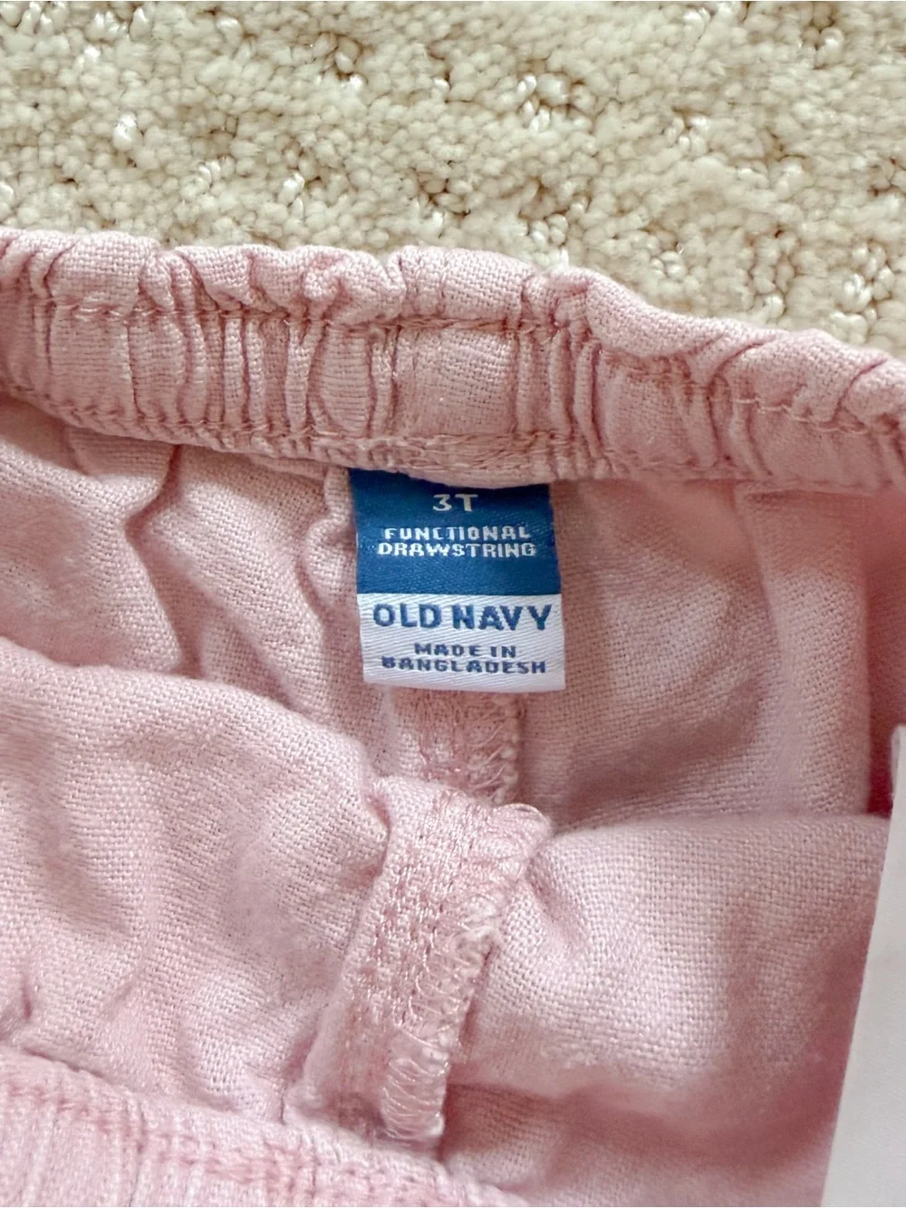 Toddler Old Navy Light Pink Elastic Drawstring Linen Shorts